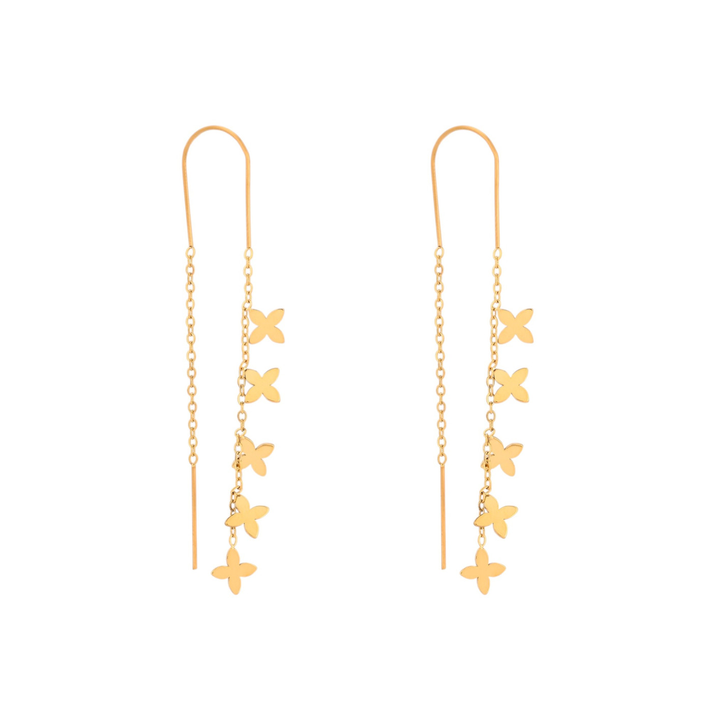 Boucles d\'oreilles en acier long trèfles GB