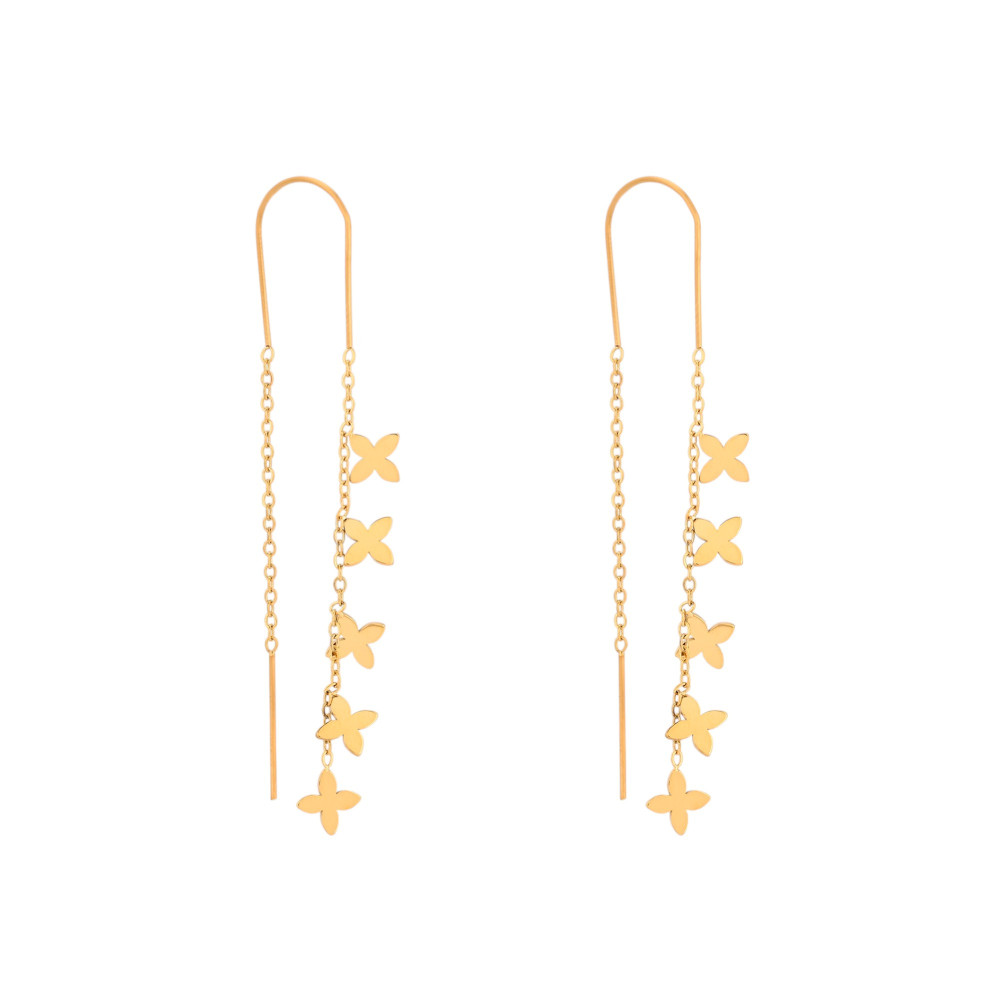 Boucles d\'oreilles en acier long trèfles GB