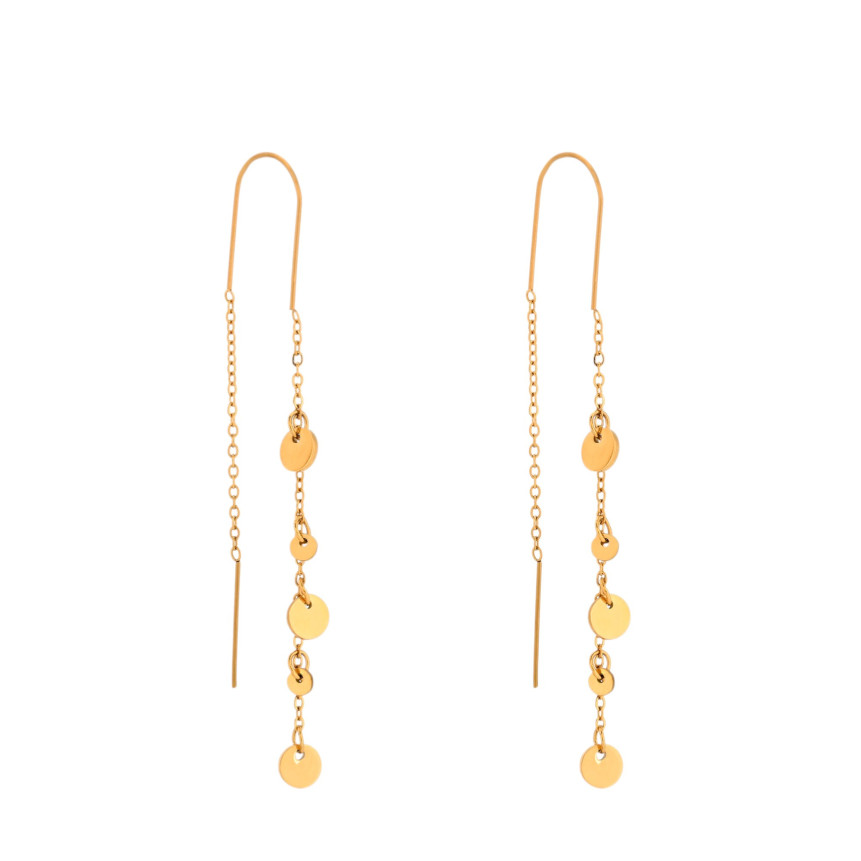 Long steel earrings round GB