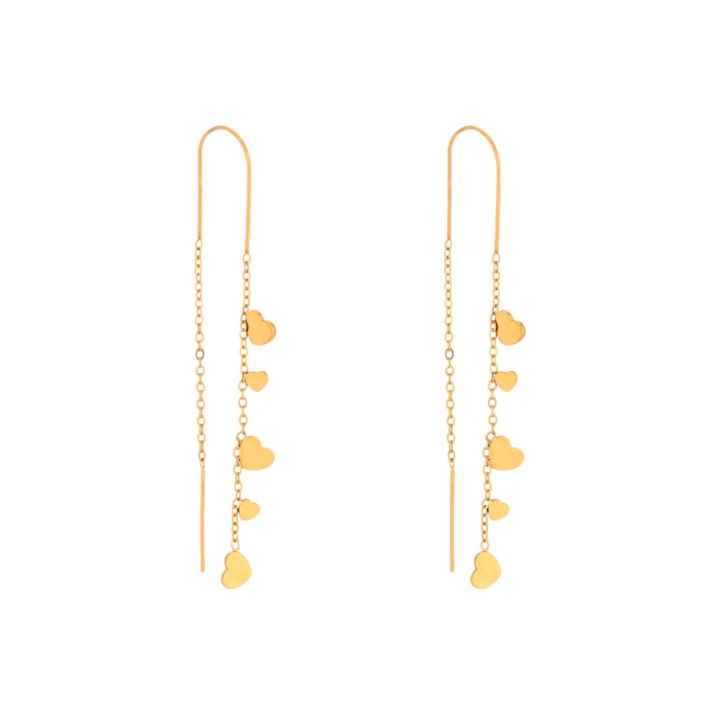 Pendientes en acero largos corazones GB