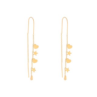 Pendientes en acero largos corazón GB