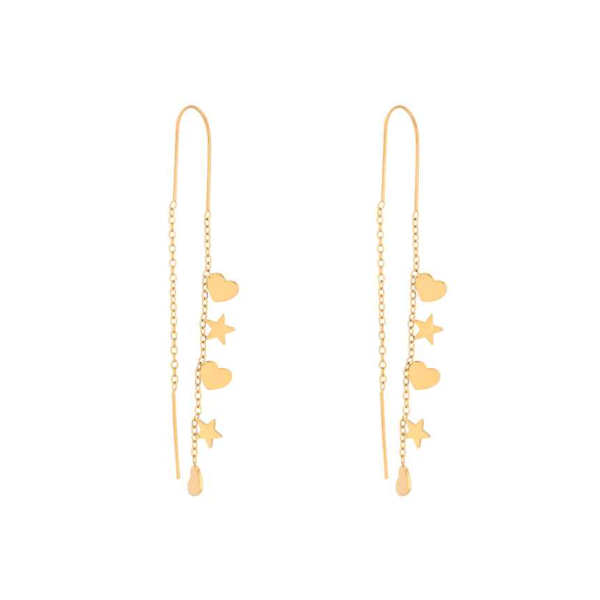 Boucles d\'oreilles en acier long coeur GB