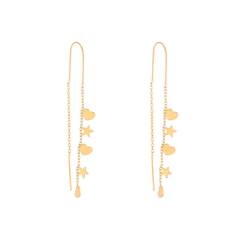 Pendientes en acero largos corazón GB