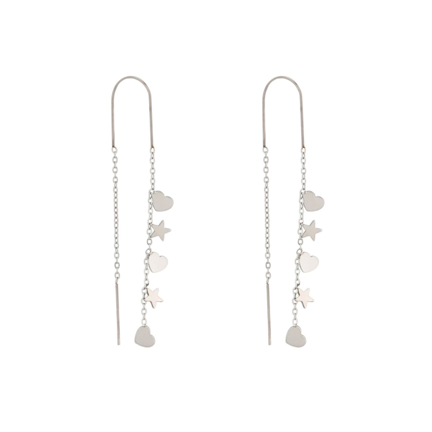 Long steel earrings heart GB