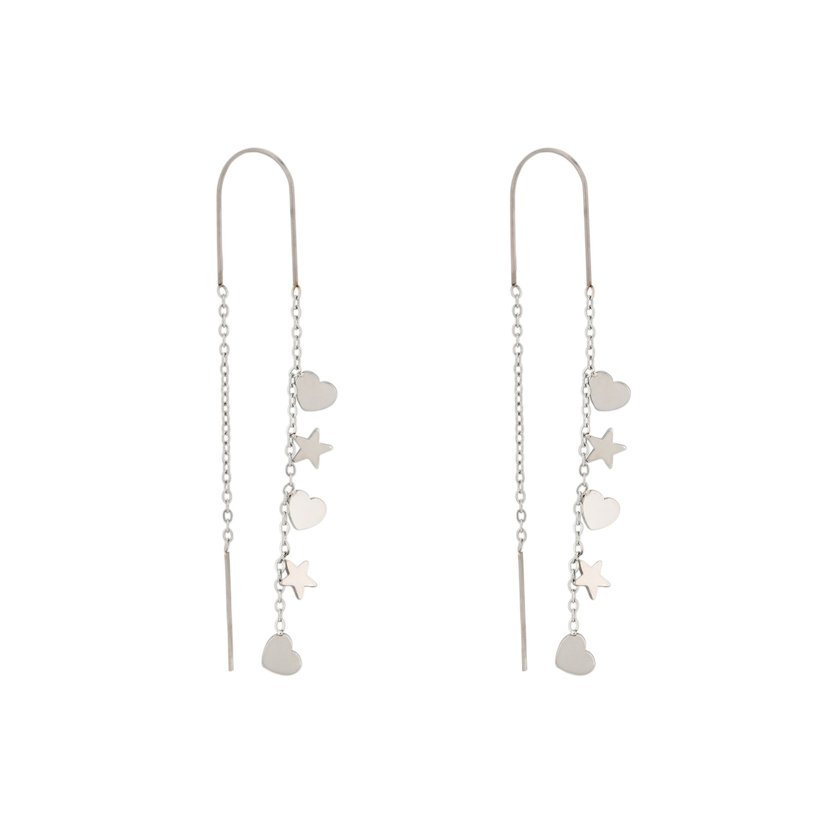 Pendientes en acero largos corazón GB