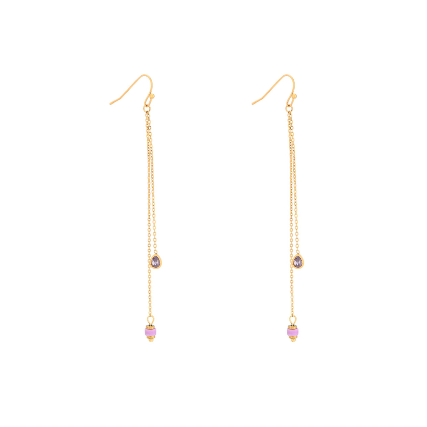 Boucles d\'oreilles en acier pierre suspendu GB