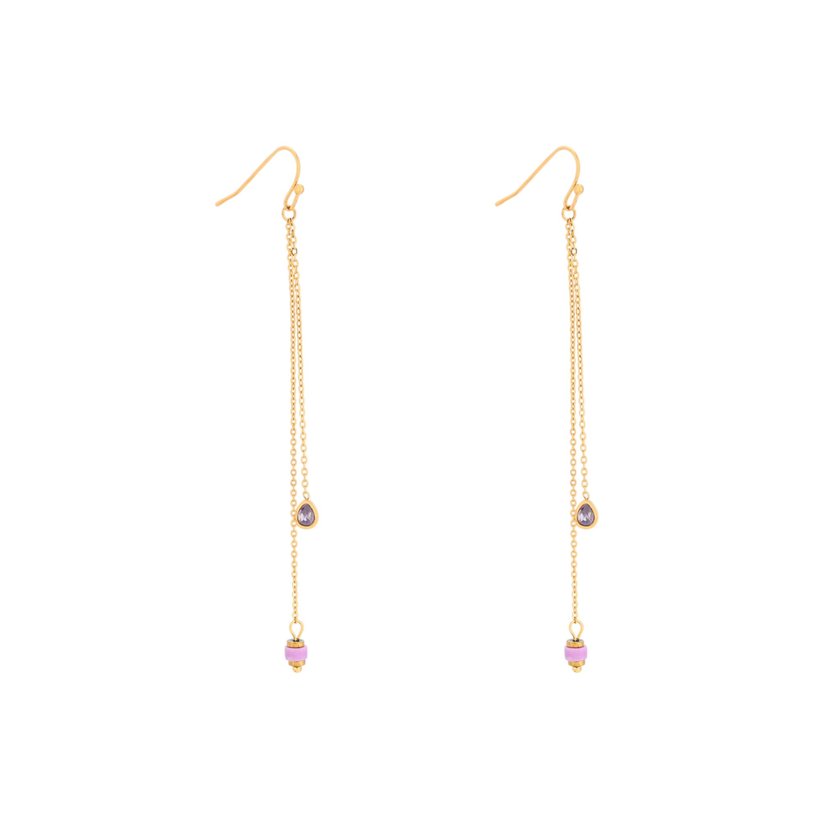 Boucles d'oreilles en acier pierre suspendu GB