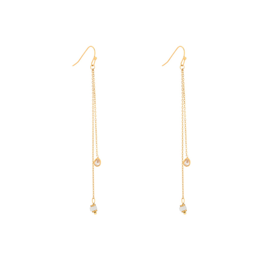 Steel earrings stones suspended GB