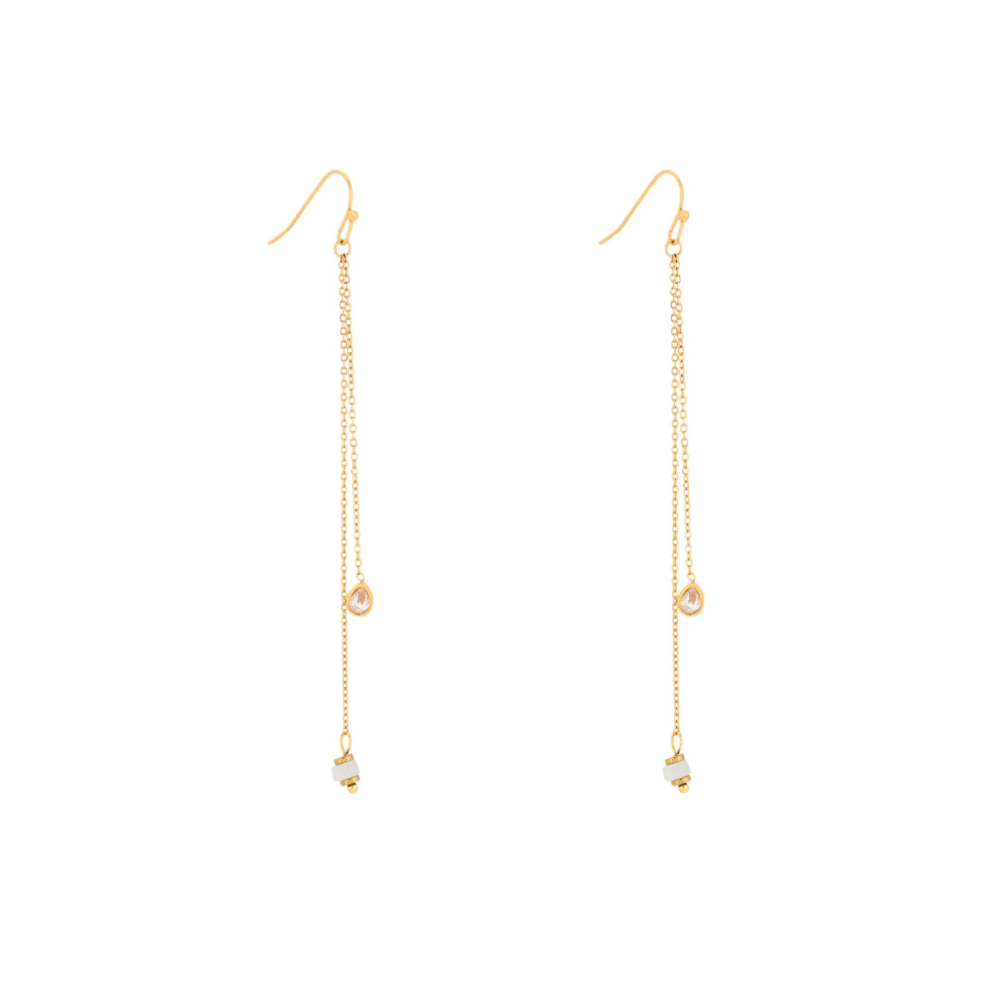 Boucles d\'oreilles en acier pierre suspendu GB