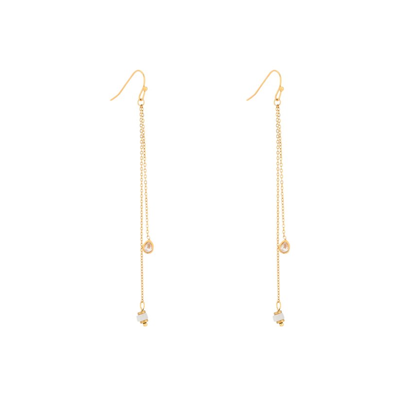 Orecchini in acciaio pietre sospeso GB