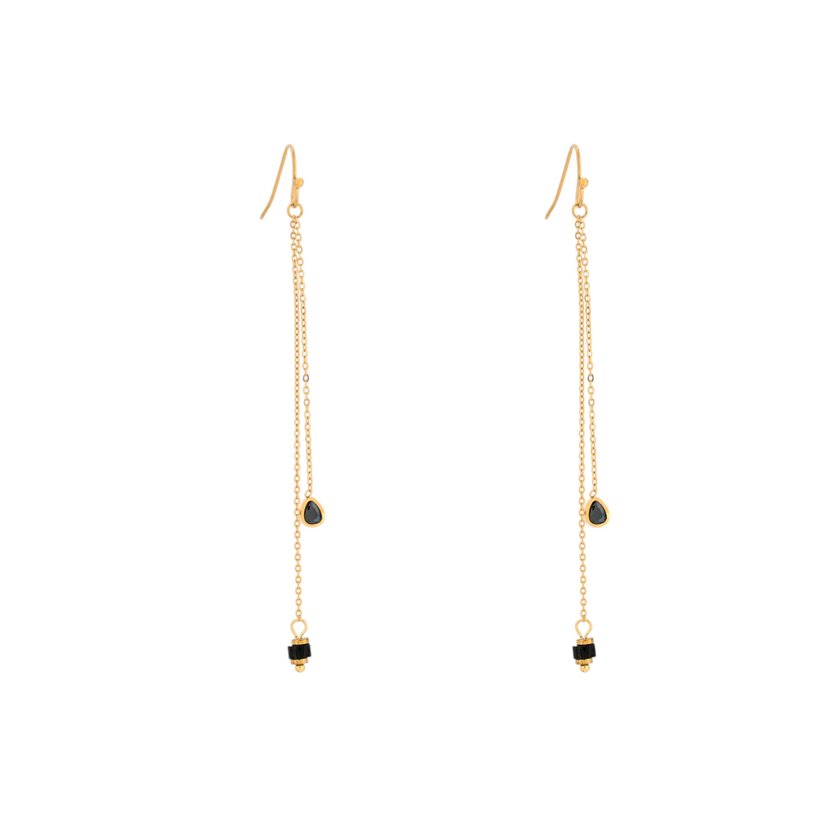 Boucles d'oreilles en acier pierre suspendu GB