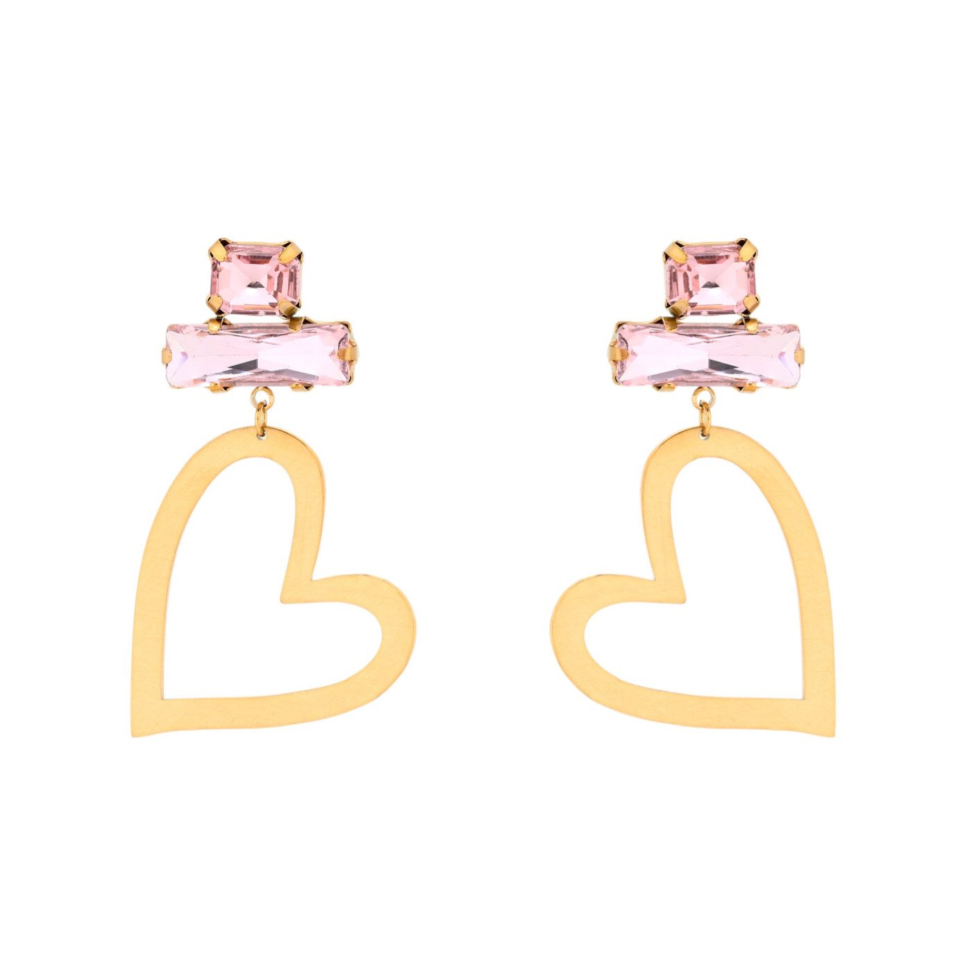 Boucles d\'oreilles en acier et coeur GB