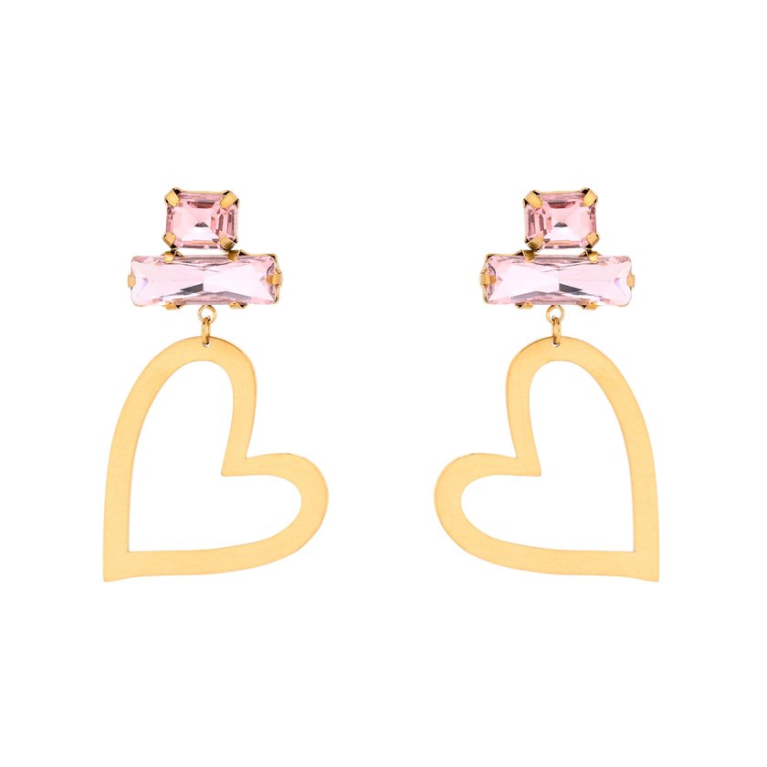 Steel earrings and heart GB