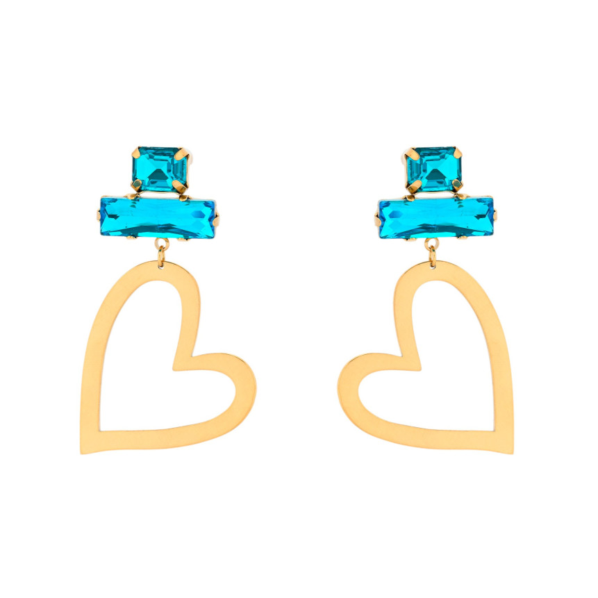 Steel earrings and heart GB
