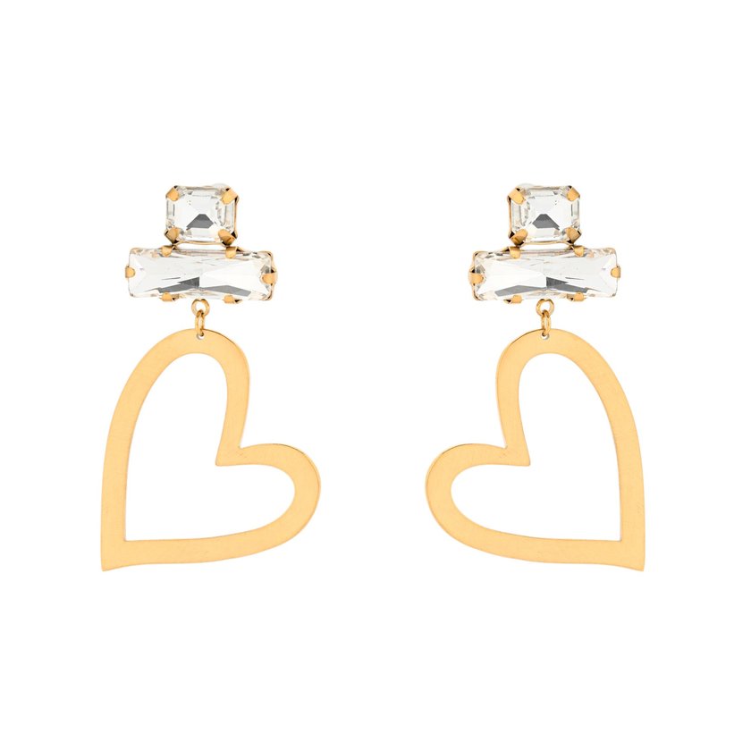 Boucles d'oreilles en acier et coeur GB