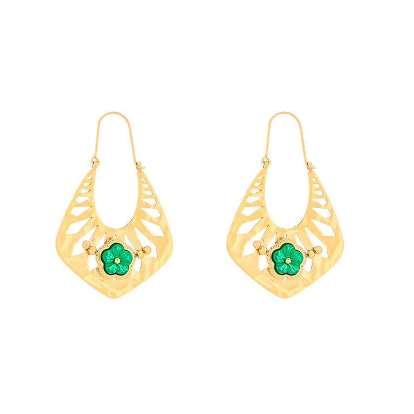 Boucles d'oreilles en acier irrégulier fleur GB