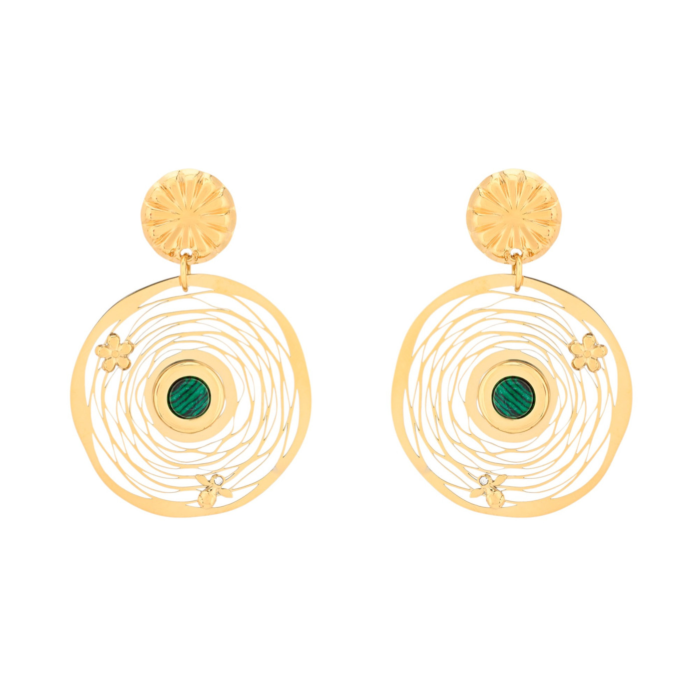 Pendientes en acero flor GB