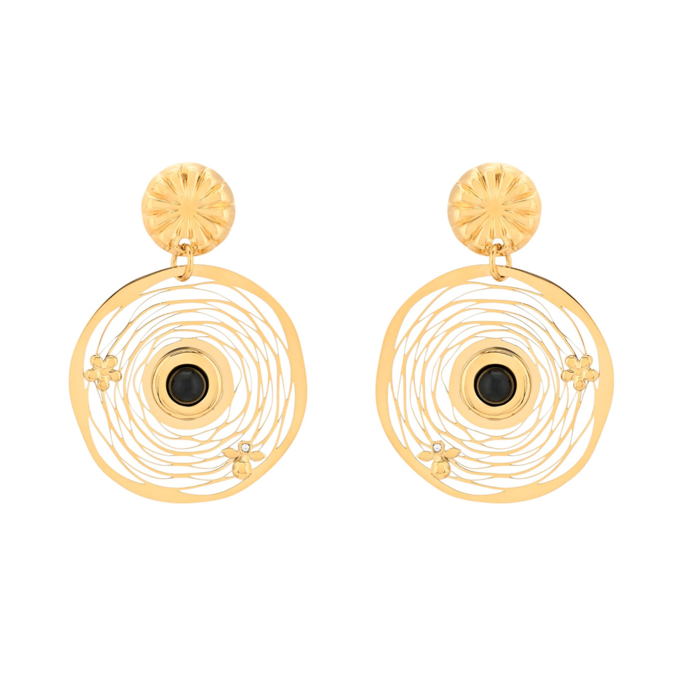 Pendientes en acero flor GB