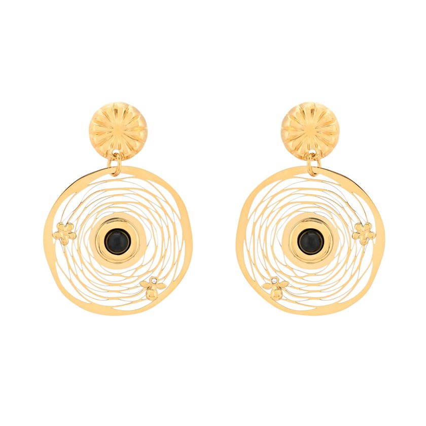 Boucles d'oreilles en acier fleur GB