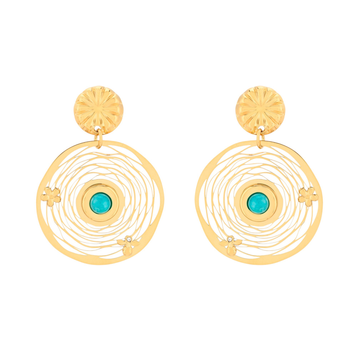 Pendientes en acero flor GB