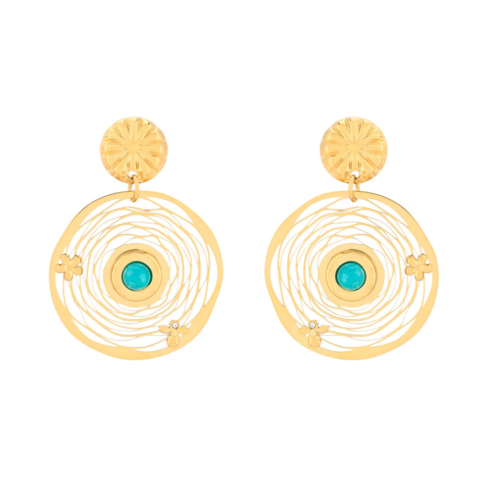 Pendientes en acero flor GB