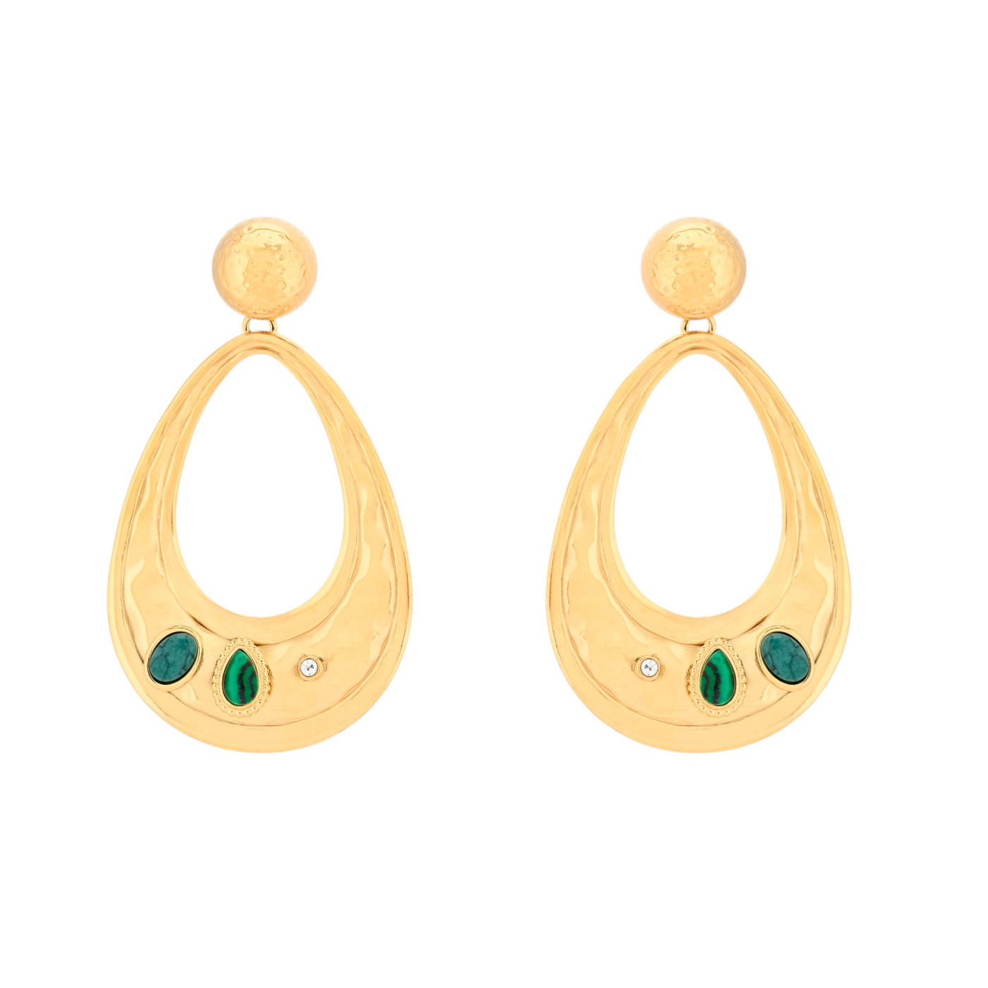 Pendientes en acero martillados piedra GB