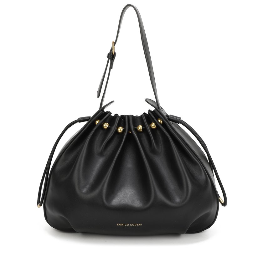 Bolso de hombro con bolitas doradas