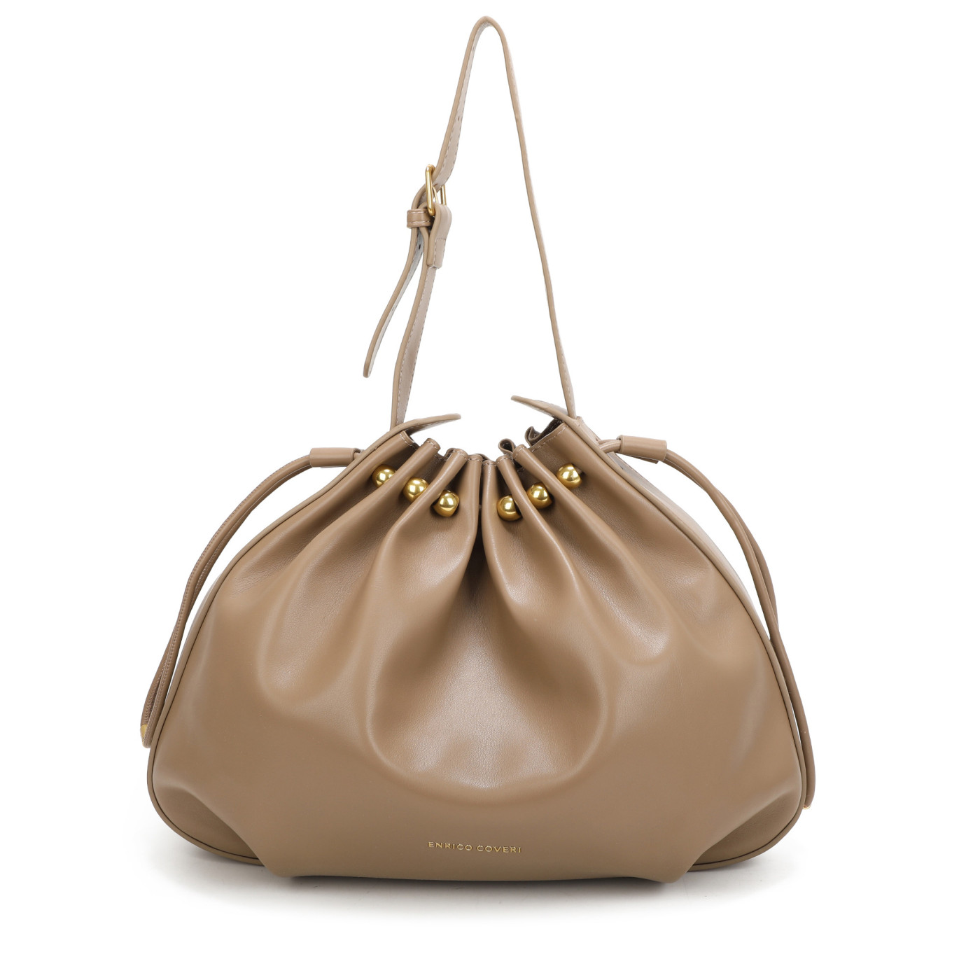 Bolso de hombro con bolitas doradas