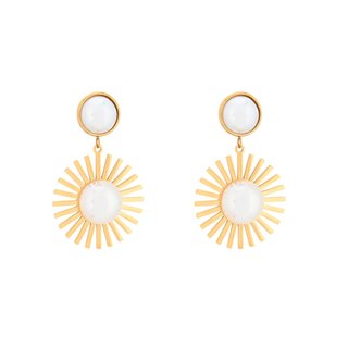 Boucles d'oreilles en acier irrégulier perle GB