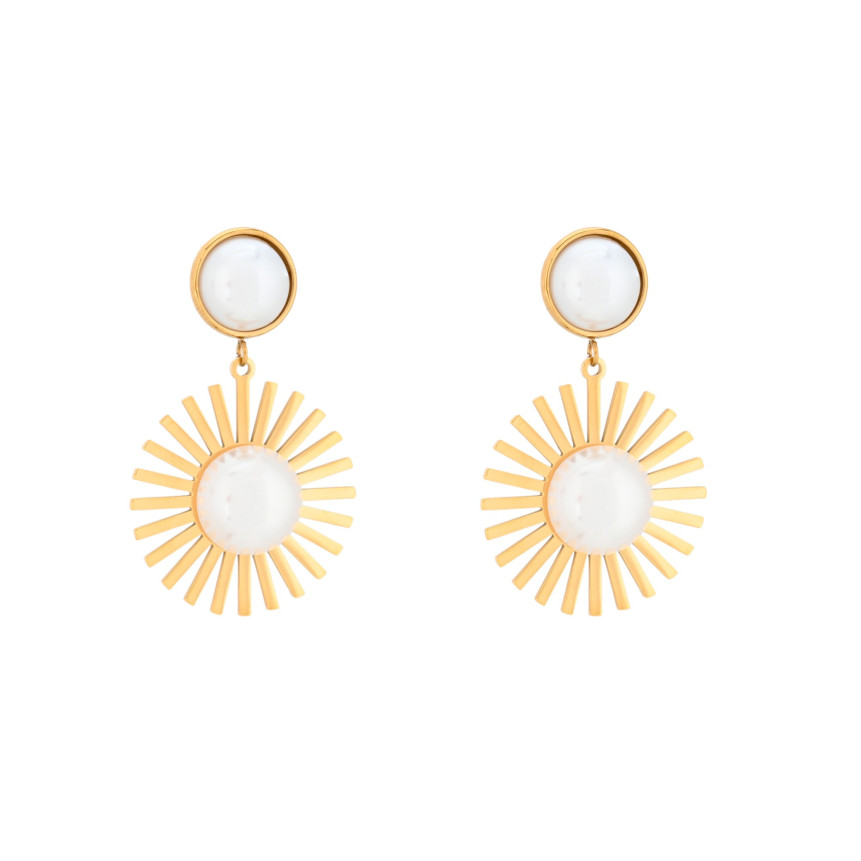 Steel earrings irregular pearl GB