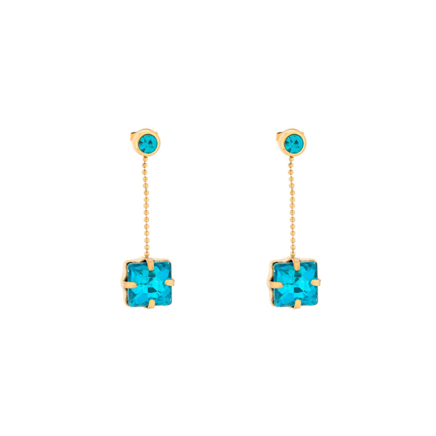 Boucles d\'oreilles en acier pierre carré GB