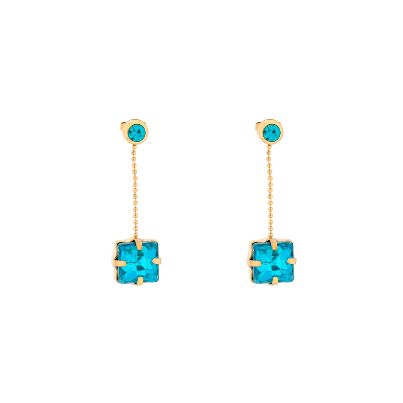 Stainless steel earrings square stone GB