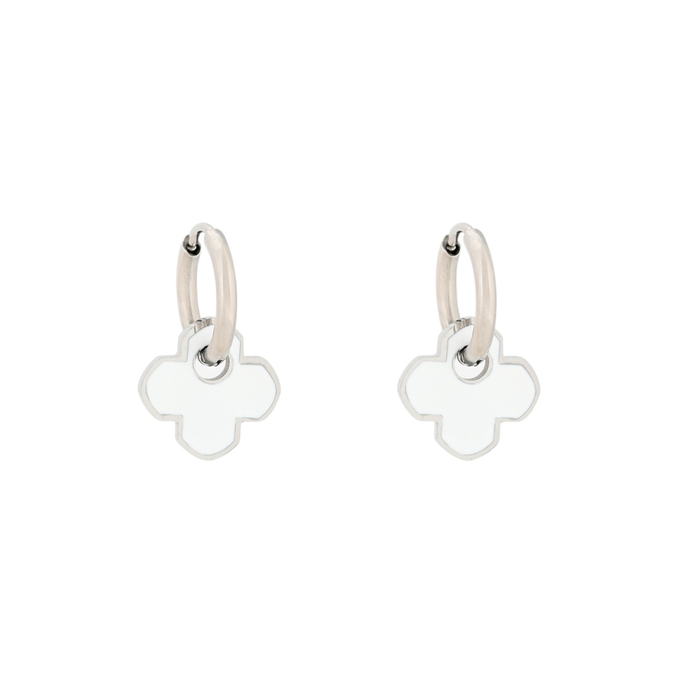 Argolas em aço trevo branco GB