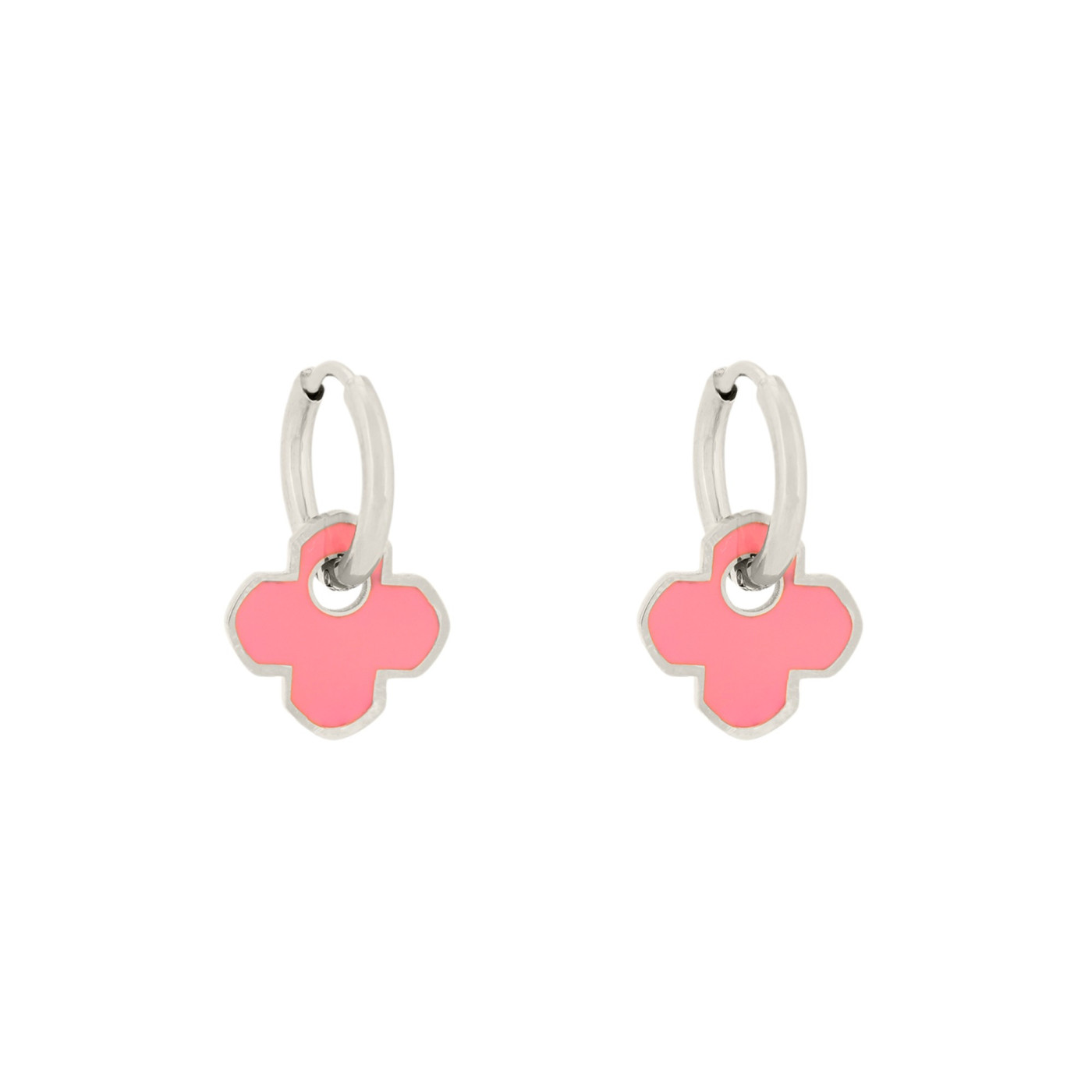 Aros en acero trébol rosa GB