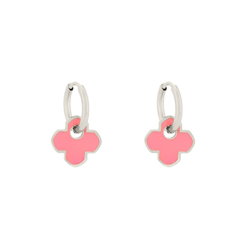 Aros en acero trébol rosa GB
