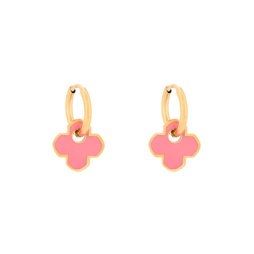Aros en acero trébol rosa GB