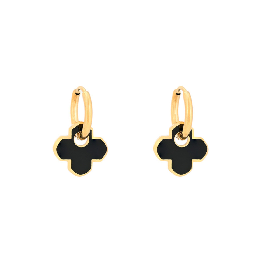 Aros en acero trébol negro GB