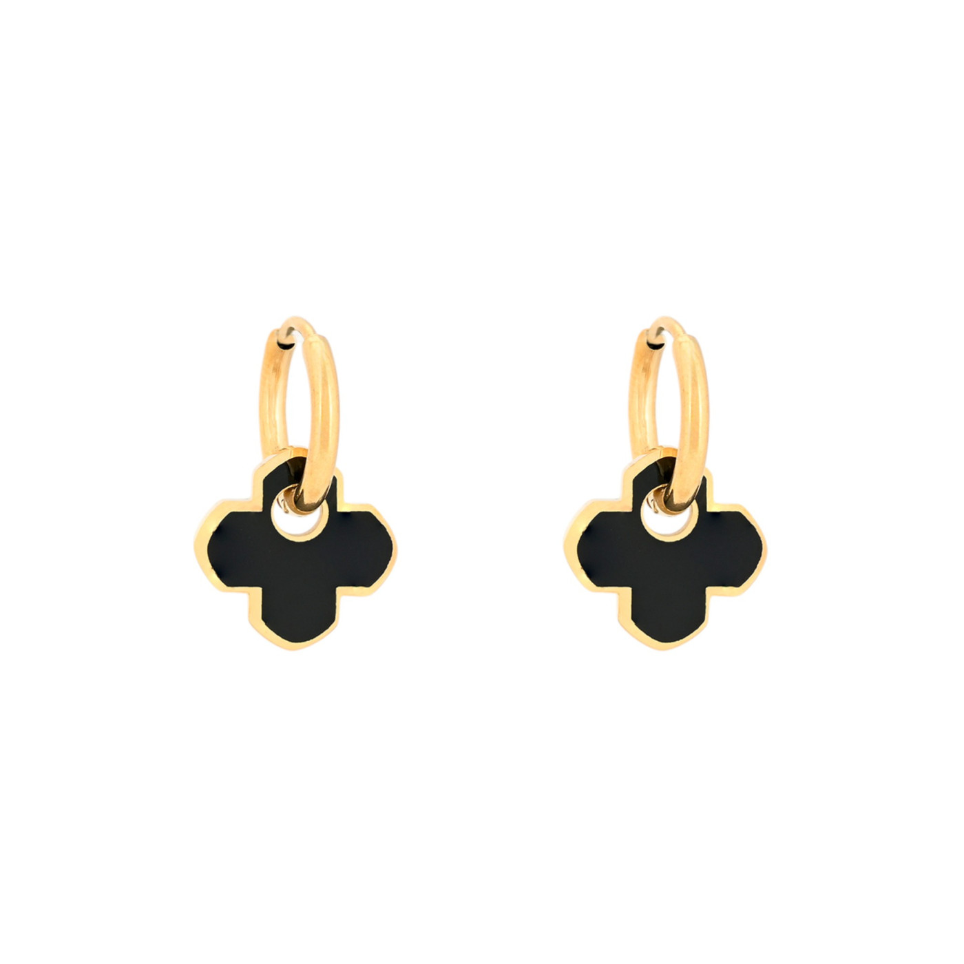 Aros en acero trébol negro GB