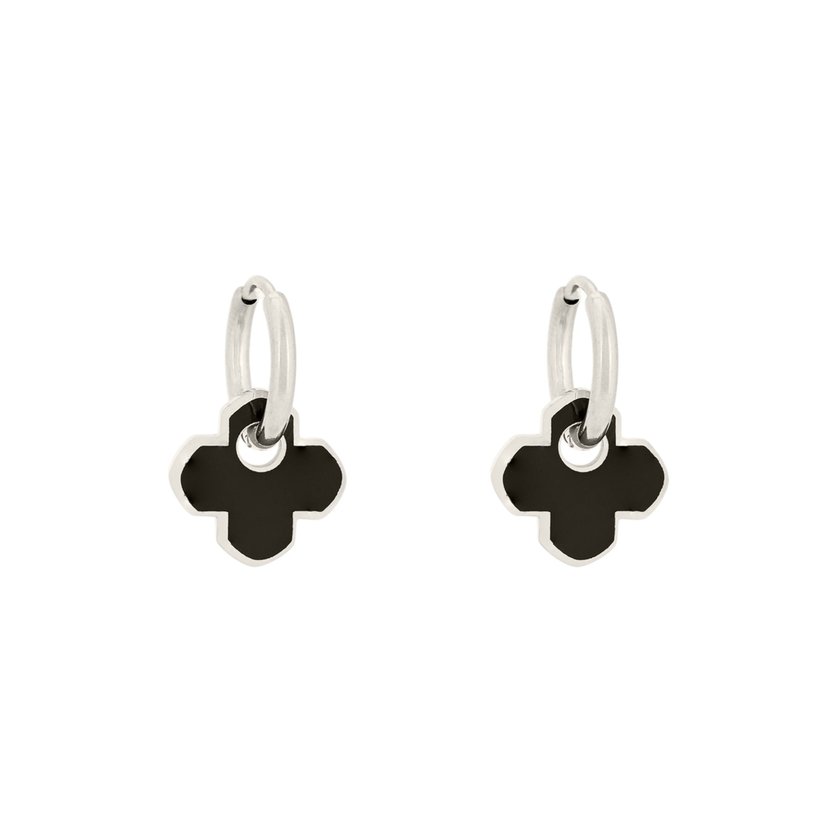 Aros en acero trébol negro GB