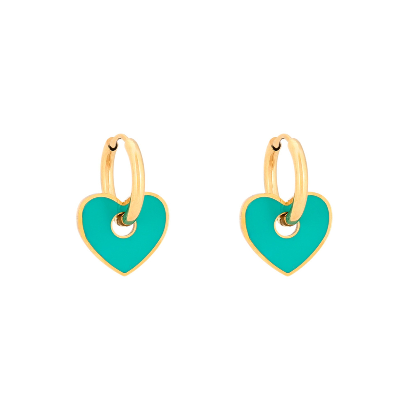 Aros en acero corazón verde GB