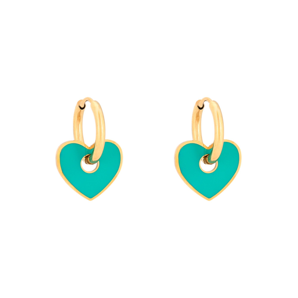Aros en acero corazón verde GB