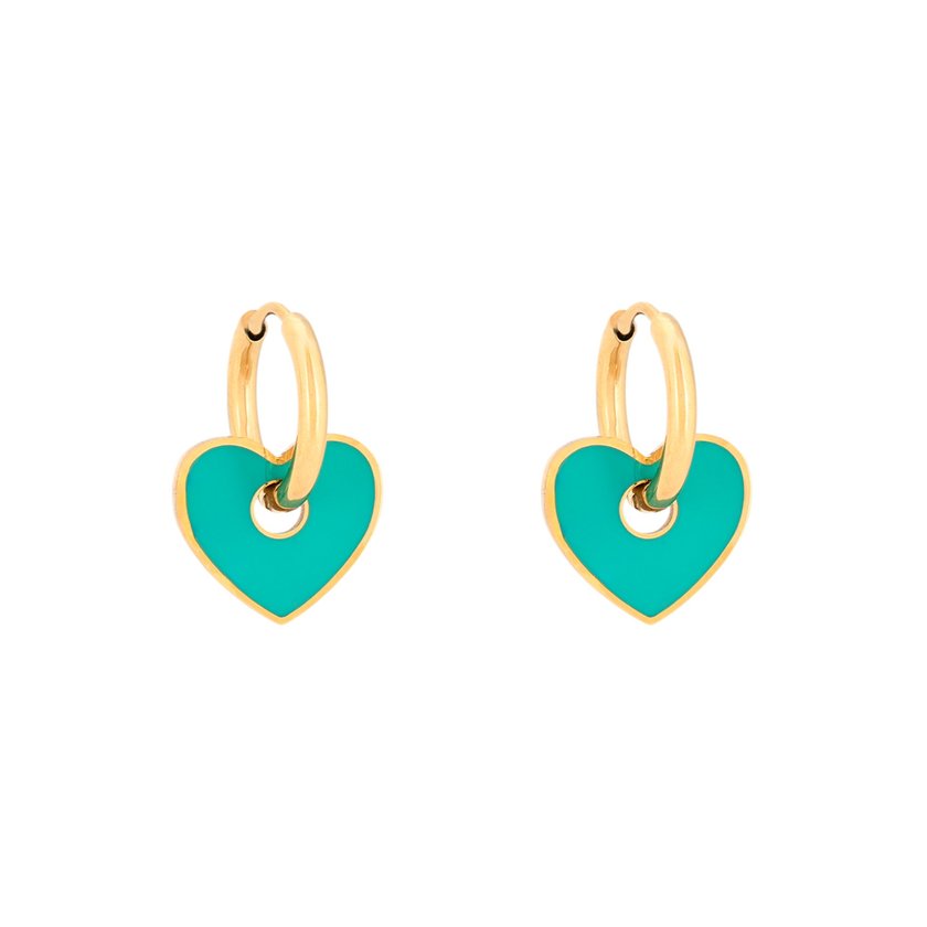 Aros en acero corazón verde GB