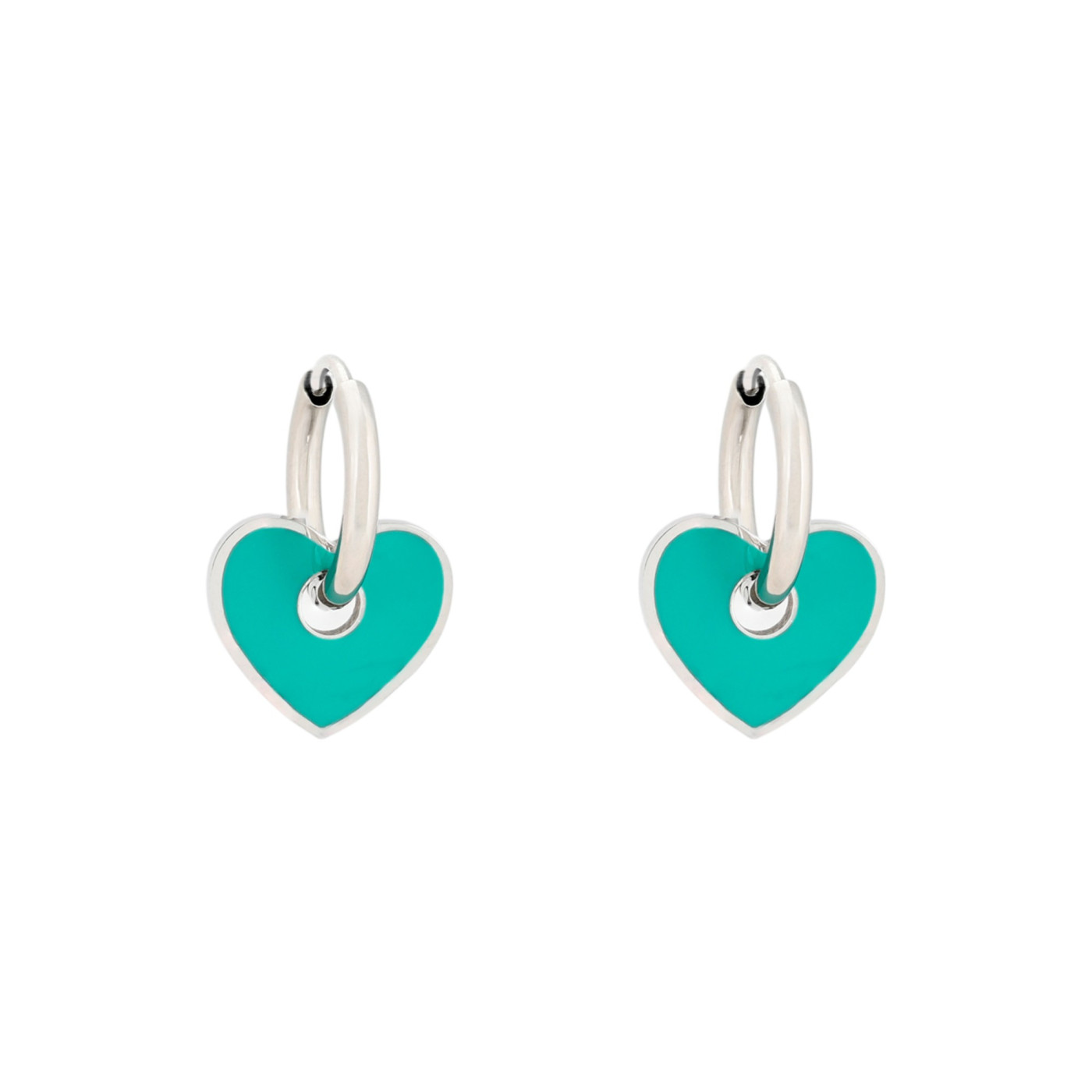 Aros en acero corazón verde GB