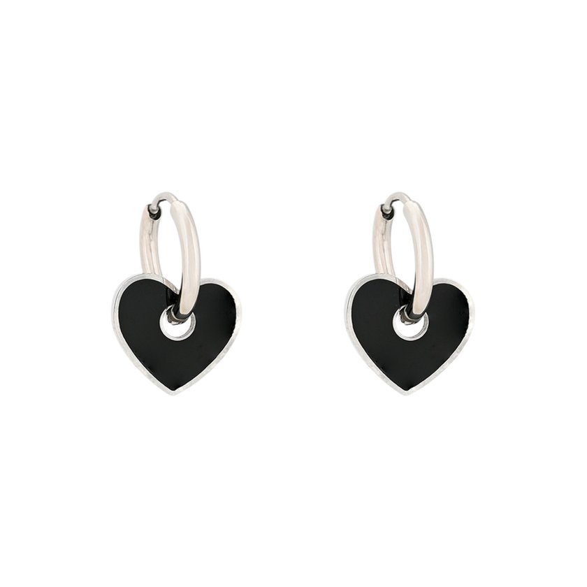 Aros en acero corazón negro GB