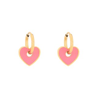 Aros en acero corazón rosa GB