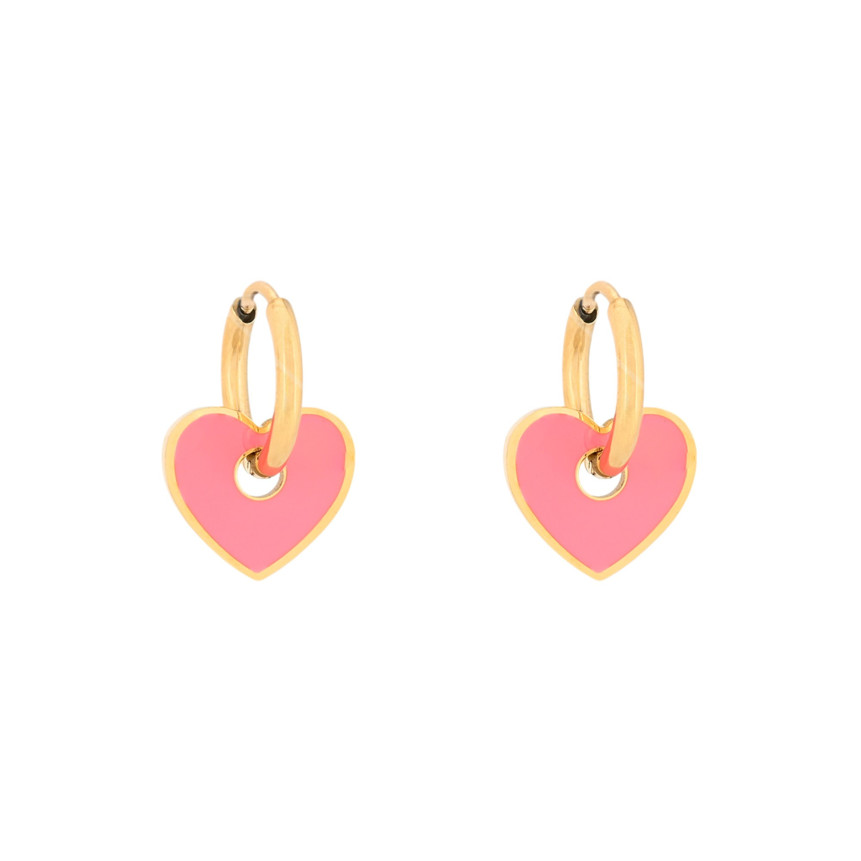 Aros en acero corazón rosa GB
