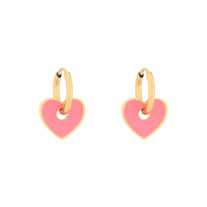 Aros en acero corazón rosa GB