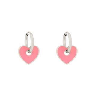 Aros en acero corazón rosa GB