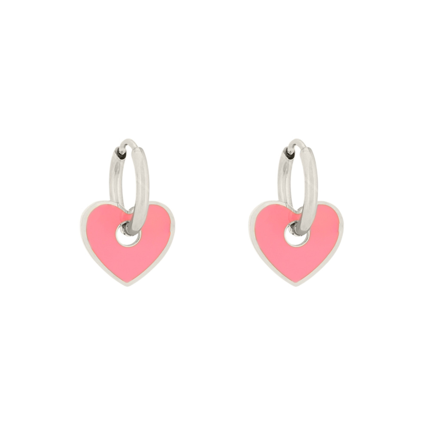Aros en acero corazón rosa GB
