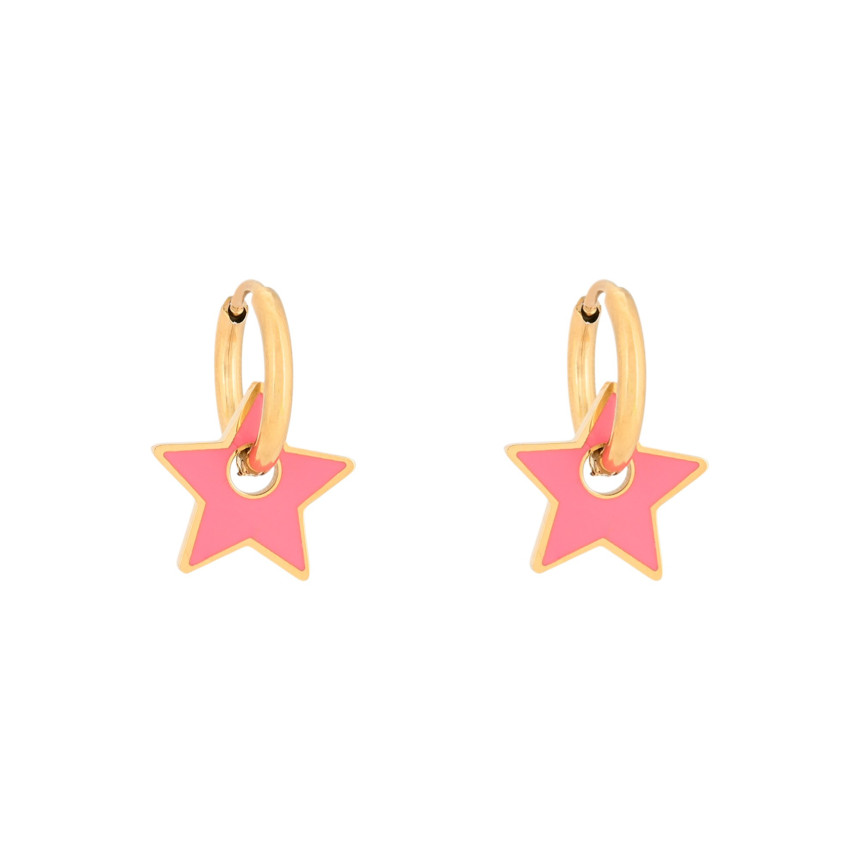 Aros en acero estrella rosa GB